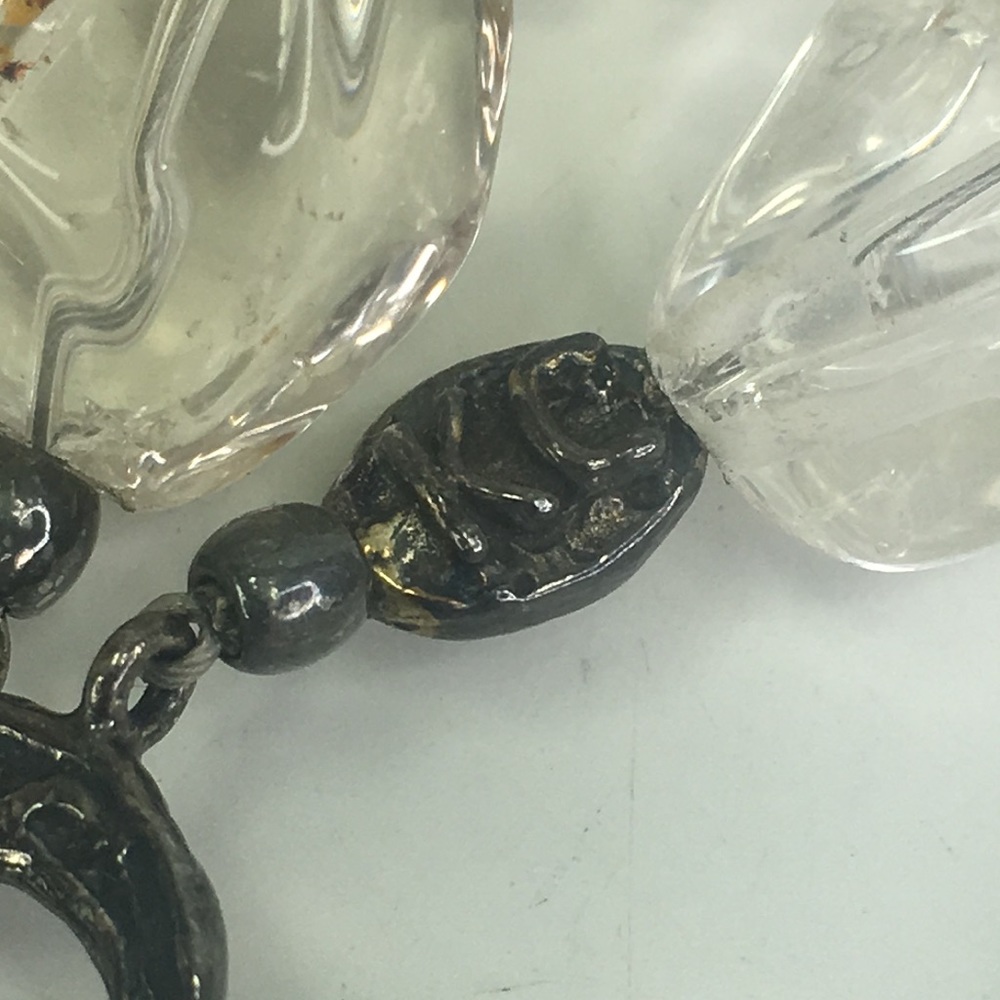 Kenneth Cole Bold Statement Necklace clear chunky glass Vintage triple strand - Picture 5 of 6